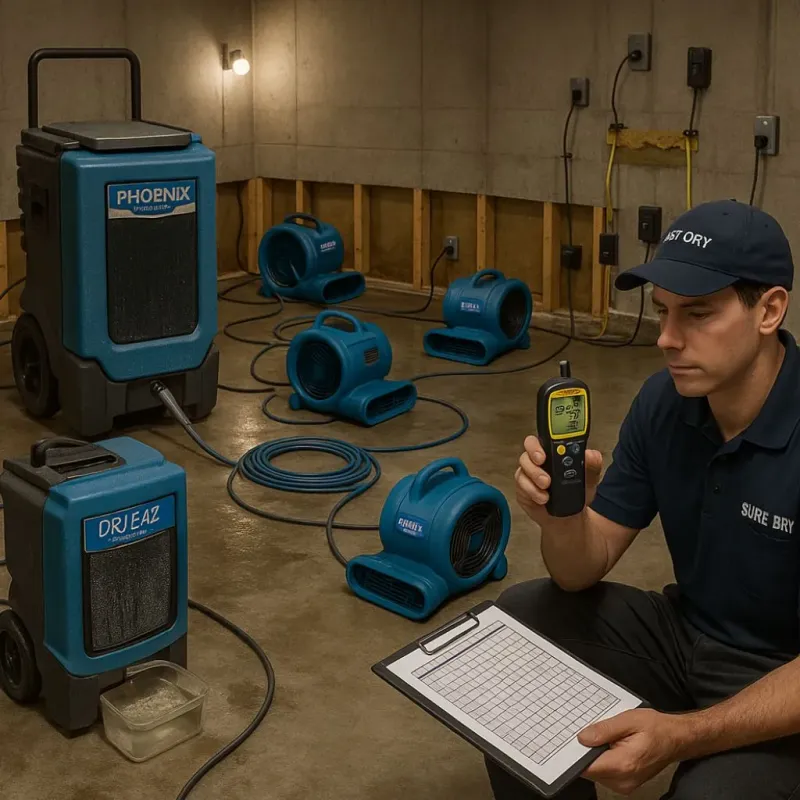 Structural Drying and Dehumidification process in Windsor, WI